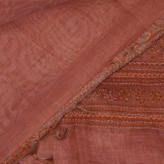 Jute silk Peach saree with thread work