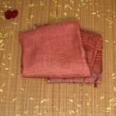 Jute silk Peach saree with thread work