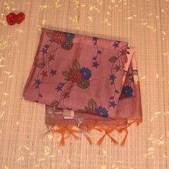 Semi Silk cotton Murve saree with flower motifs