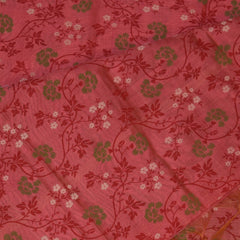 Semi Silk Cotton pink saree with floral print