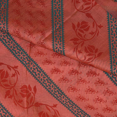 Semi Silk Cotton Orange saree with floral print