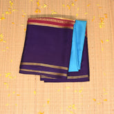 Mysore crepe silk Sky blue saree with brinjal colour boarder