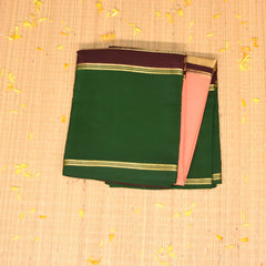Mysore crepe silk Pale Orange saree with green boarder