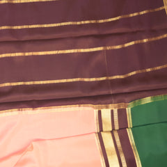 Mysore crepe silk Pale Orange saree with green boarder