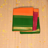 Mysore crepe silk Rani pink saree with green boarder