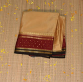 Mysore crepe silk Cream saree with maroon boader