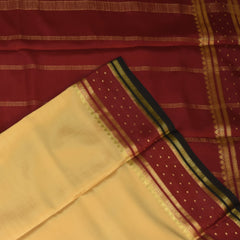 Mysore crepe silk Cream saree with maroon boader