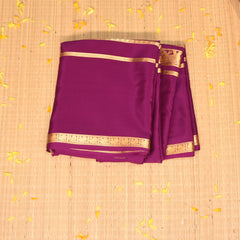 Mysore crepe silk Rani pink saree with jari Boarder