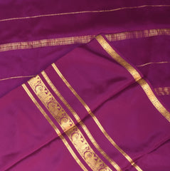Mysore crepe silk Rani pink saree with jari Boarder