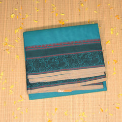 kanchi Cotton Blue saree with thread boarder