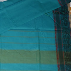 kanchi Cotton Blue saree with thread boarder