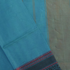 kanchi Cotton Blue saree with thread boarder