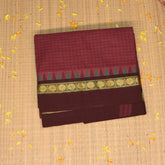 kanchi Cotton Maroon Checks saree with Thread Boarder