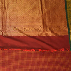 Kanchi Cotton Red checks saree with jari boarder