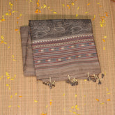 Chanderi Cotton Silk Beige saree with jari Boarder