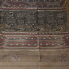 Chanderi Cotton Silk Beige saree with jari Boarder