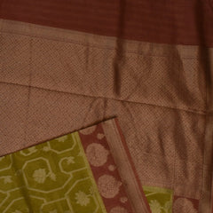 Gold Benares Chanderi Saree with Light Coral Zari Border