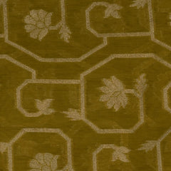 Gold Benares Chanderi Saree with Light Coral Zari Border