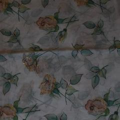 Elegant White Cotton Saree with Pine Green Floral Embellishments