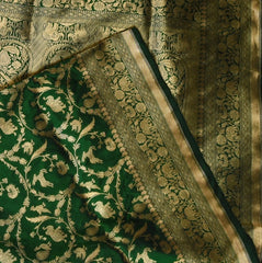 Banarasi Bottle Green Jari Boarder with Blouse