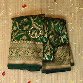 Banarasi Bottle Green Jari Boarder with Blouse