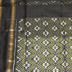 pochampally pure silk half white saree with jari gap border