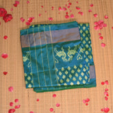 pochampally pure silk light sea green saree with jari boarder