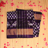 pochampally pure silk royal purple saree with jari border