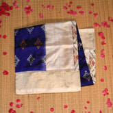 pochampally pure silk navy blue saree with silver jari border