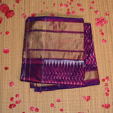 pochampally pure silk purple saree with big jari border