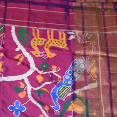 pochampally pure silk purple saree with big jari border
