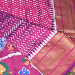 pochampally pure silk purple saree with big jari border