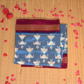 pure silk pochampally sky blue saree majenta jari boarder