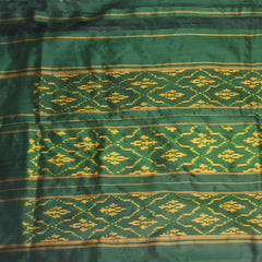pochampally pure silk bottle green saree
