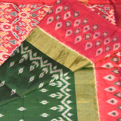 pochampally pure silk green saree with big border