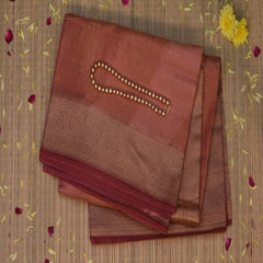 Benarasi tissue silk shot brown saree with jari work