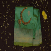 Benarasi pure silk pista green saree with jari work boarder