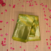 pure kanchi silk yellowish green saree with jari big boarder