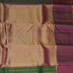 pure kanchivaram silk leaf green saree with big boarder
