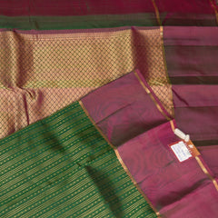 pure kanchivaram silk leaf green saree with big boarder