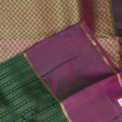 pure kanchivaram silk leaf green saree with big boarder