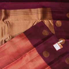 pure kanchivaram silk red checks saree with wine boarder
