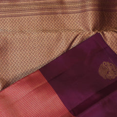 pure kanchivaram silk red checks saree with wine boarder