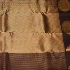 pure kanchivaram silk chocolate brown saree with jari boarder