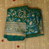 Banarasi Shot Green Saree With Jari Boarder with Blouse