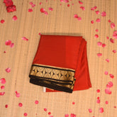 mysore pure crepe silk mirchi red saree with jari border