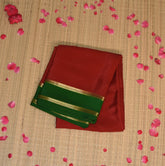 mysore crepe silk mirchi red saree with green border
