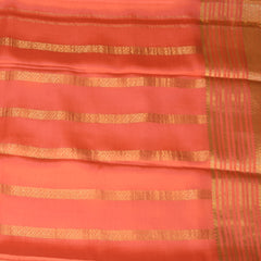 Mysore pure crepe silk coral orange saree with jari border