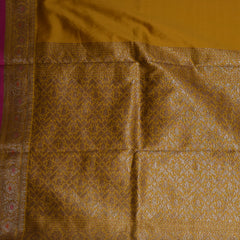 4393 art silk benarasi mustard yellow saree with jari work