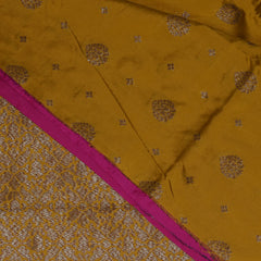 4393 art silk benarasi mustard yellow saree with jari work